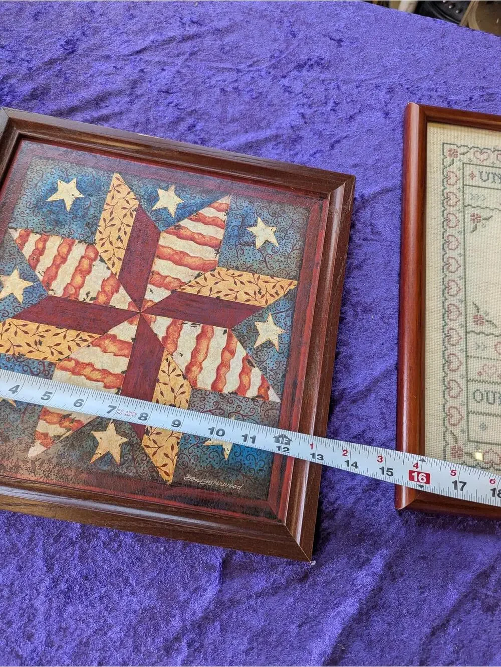 Framed Decorative Wall Art with Star Pattern